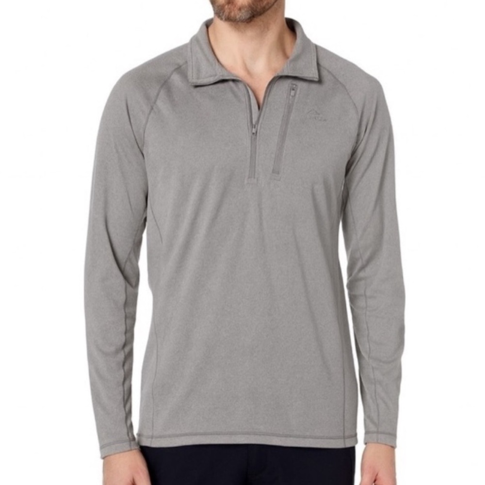 L.L.‎ Bean Men’s Fitted Quarter Zip Pullover Gray Long Sleeve Performance Size L